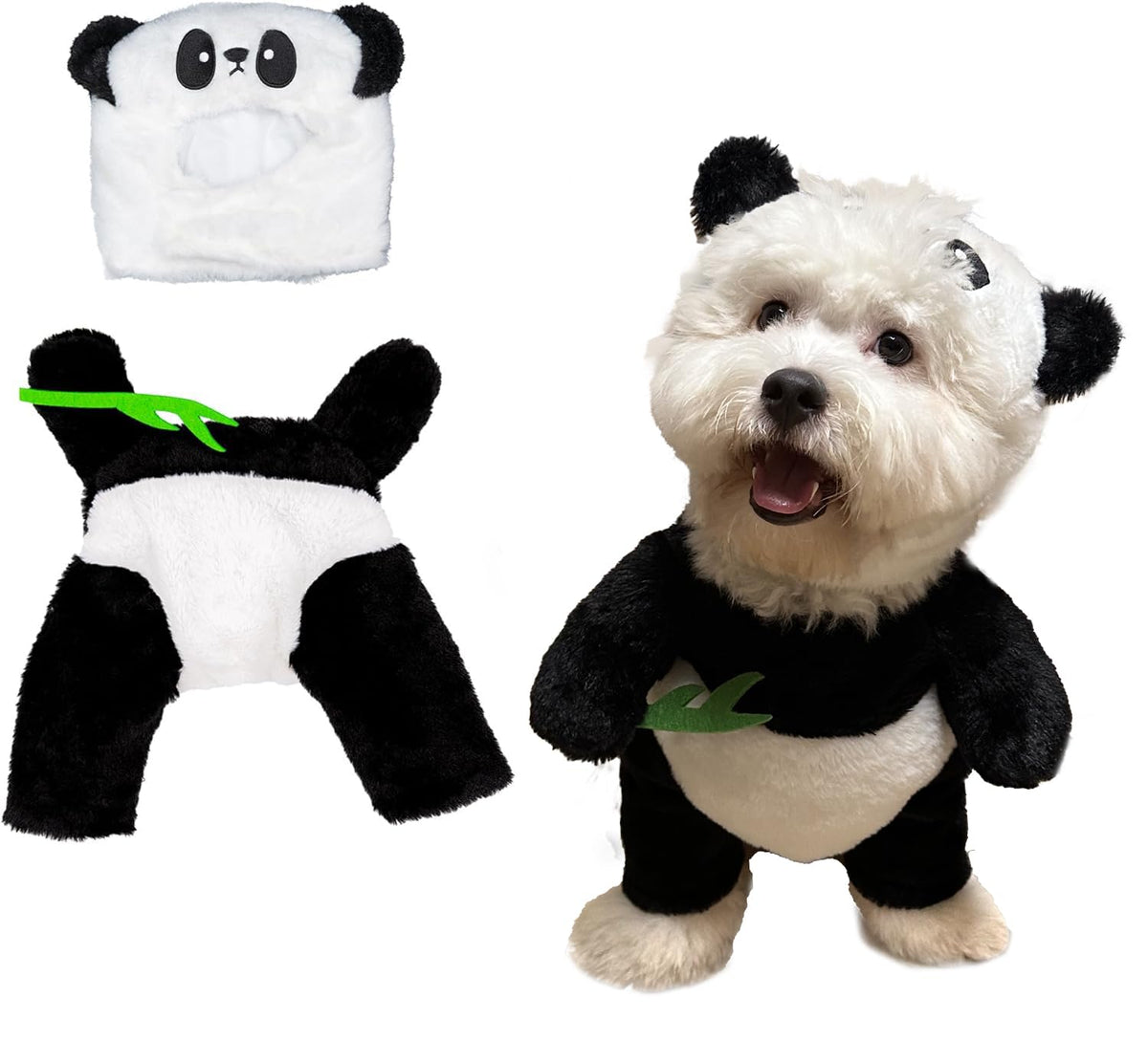 Panda Dog Costume Panda Hat Cute Halloween Dog Costume Funny Pet Costume Cosplay Clothes Outfit Party Favors (Medium Cute Dog Costume)