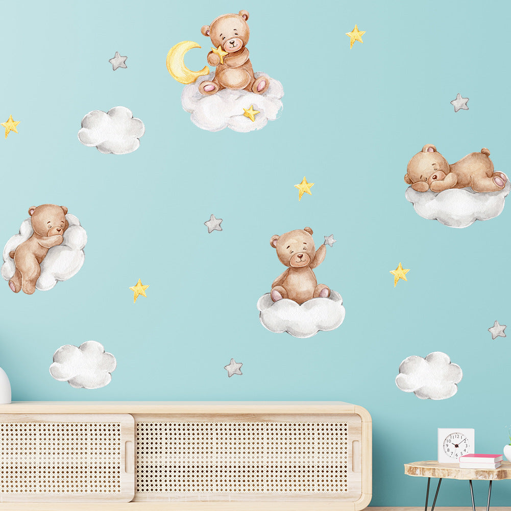 Bear on Clouds Wall Stickers for Children's Room Decor