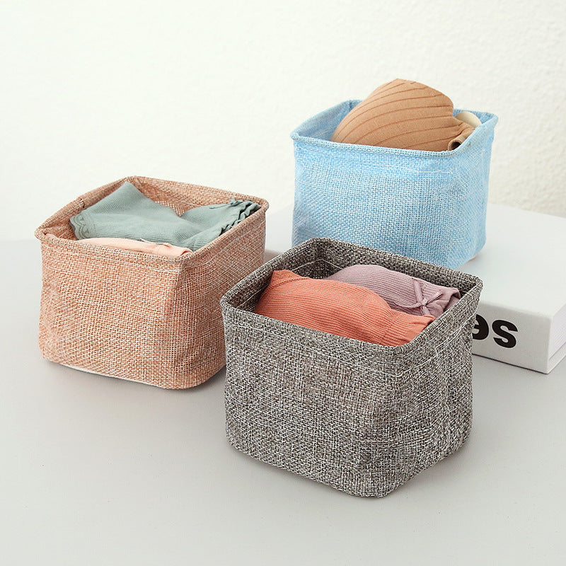 Mini Cotton and Linen Storage Basket for Desk Use