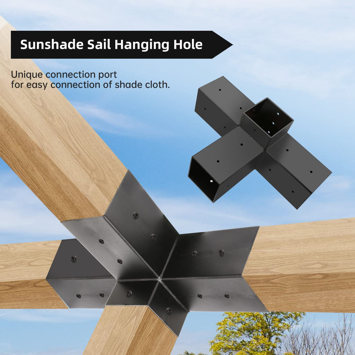 Black Powder Coated Canopy Frame Support Base Kit