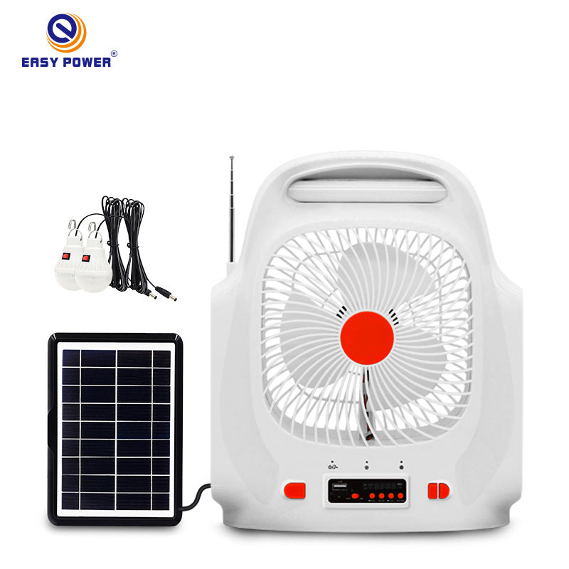 8-Inch Rechargeable Portable Fan with Bluetooth & Radio