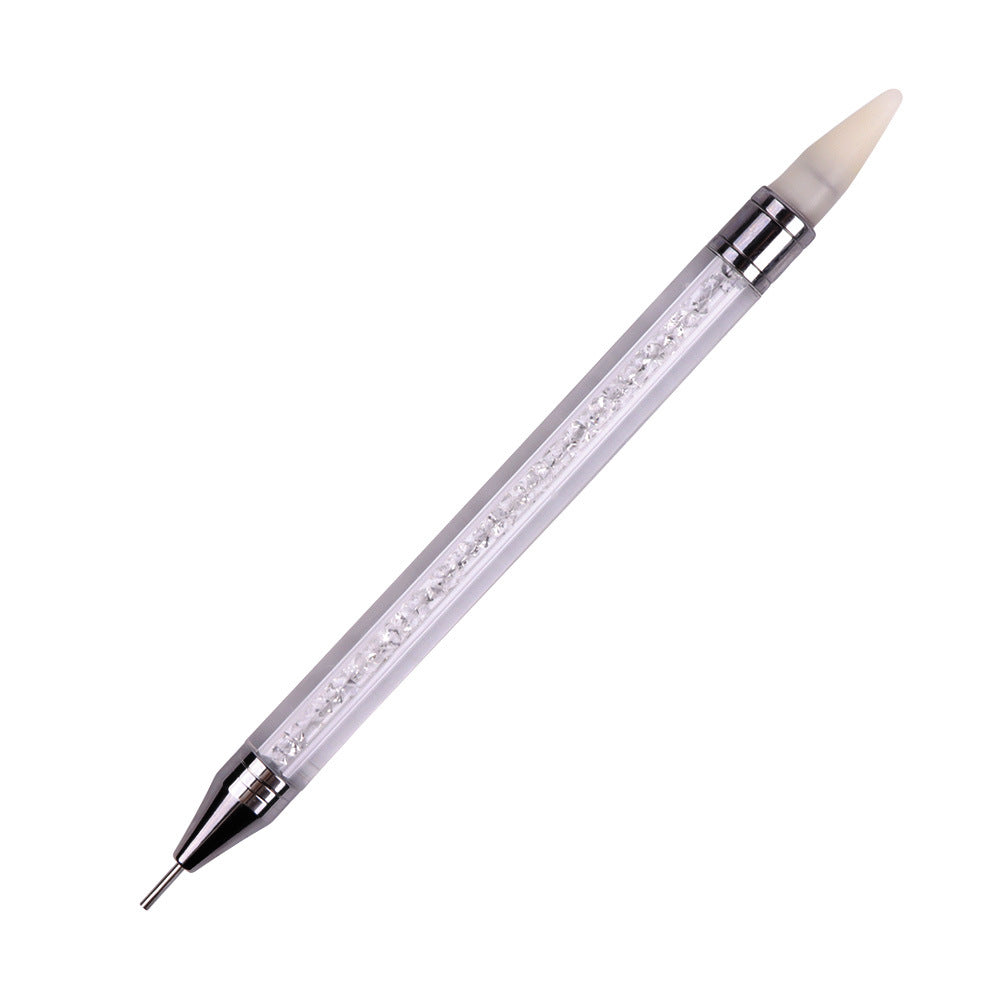 Dual-Head Nail Art Tool with Wax and Drill Tips