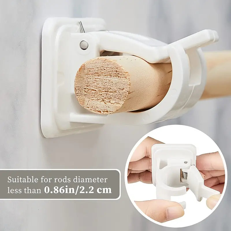 Adhesive Telescopic Rod Clip Holder for Curtains