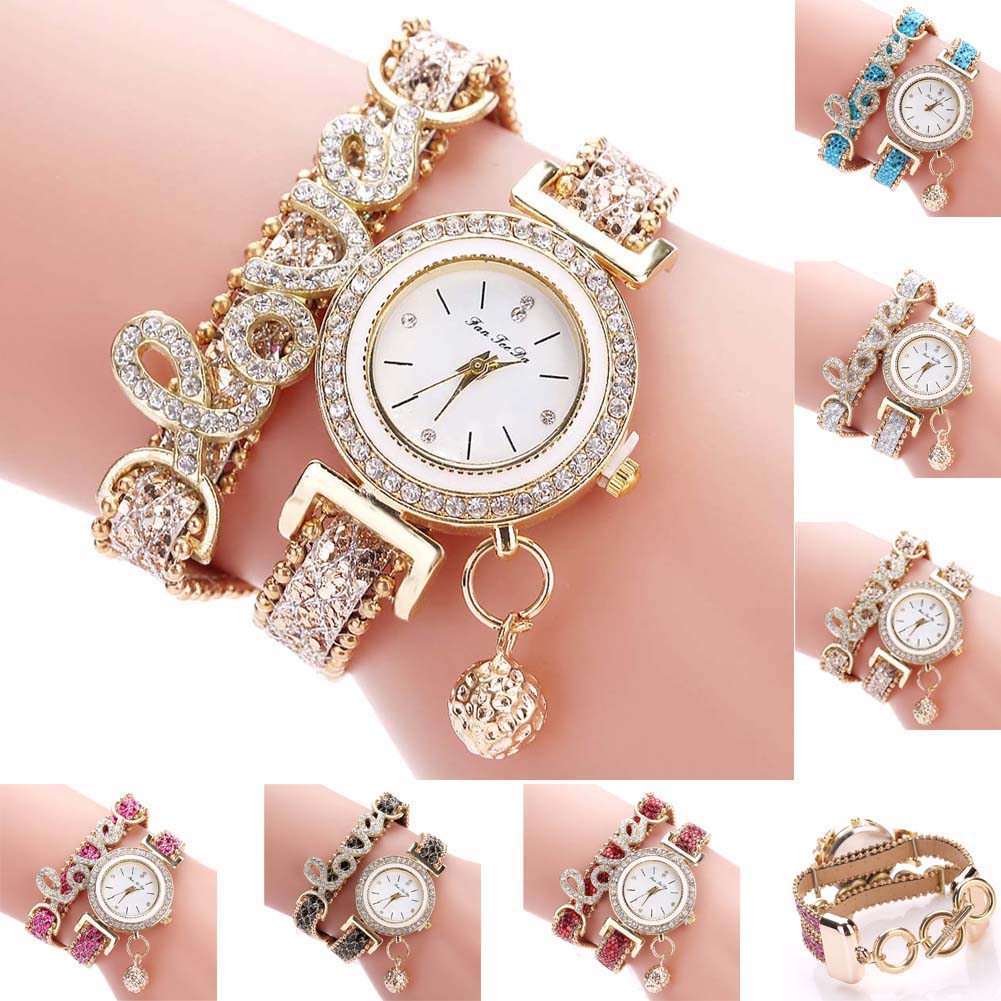 Diamond-Studded Snake Skin Women's Watch with Bracelet