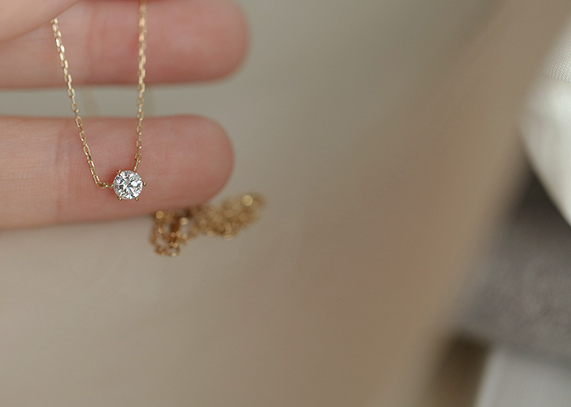 S925 Silver Plated 14K Gold Pendant Necklace with Zircon