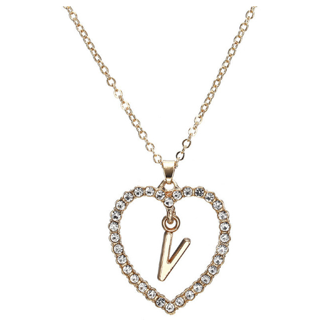 Crystal Heart Letter Necklace - product image 6