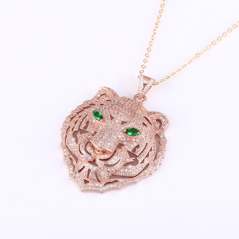 Crystal Tiger Head Pendant Necklace - product image 4