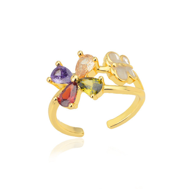 Retro Blue Zircon Trendy Personality Ring