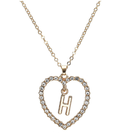 Crystal Heart Letter Necklace - product image 22