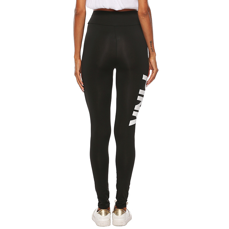 Pink Letter Print Stretchy Leggings for Women