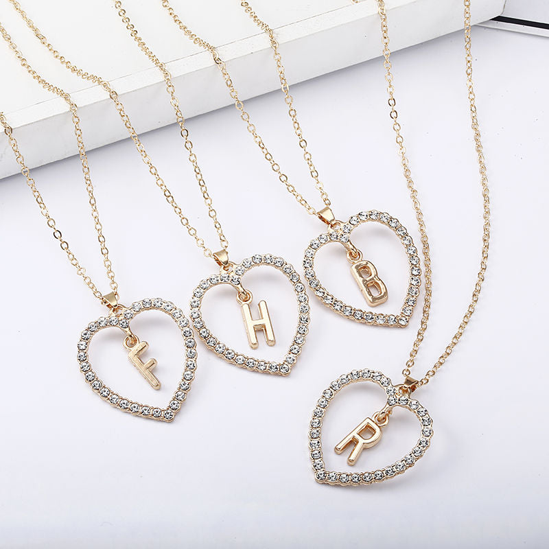 Crystal Heart Letter Necklace - product image 3