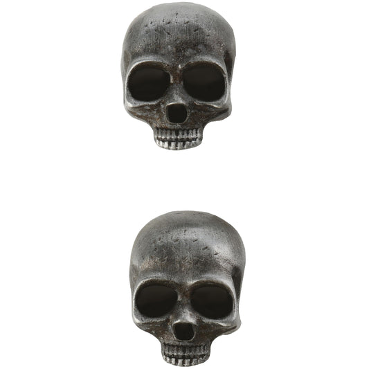 2Pcs Vintage Antique Silver Gothic Skull Brooch Punk Style Skull and Crossbones Brooch Pins Skeleton Skull Halloween Costume Decor Unique Cool Skull Gifts for Men and Women (Skull)