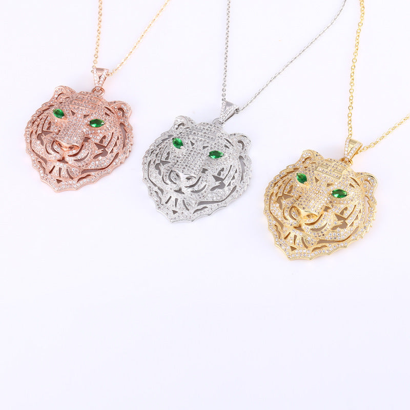 Crystal Tiger Head Pendant Necklace - product image 3