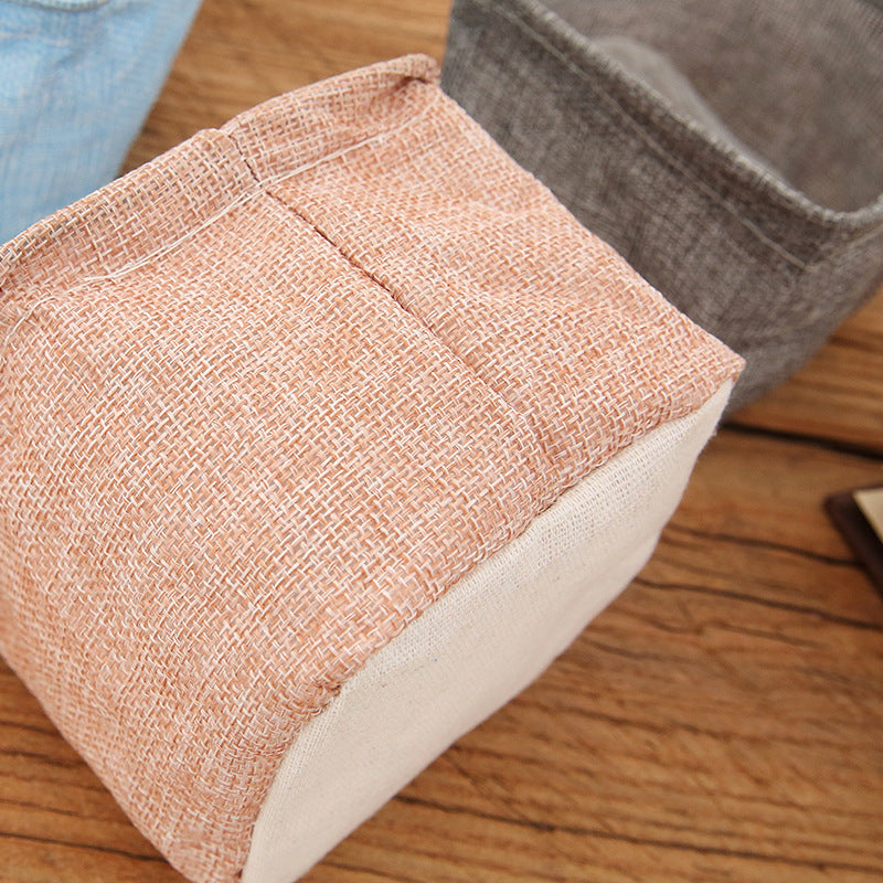 Mini Cotton and Linen Storage Basket for Desk Use
