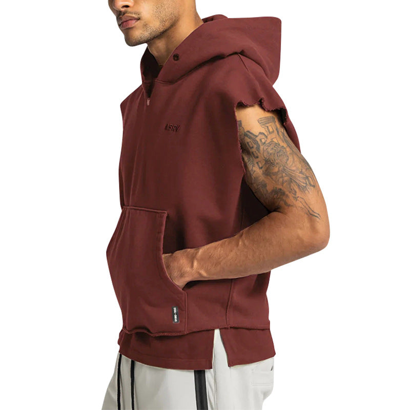 Men's Sleeveless Hooded Sports Top with Pockets - product image 3