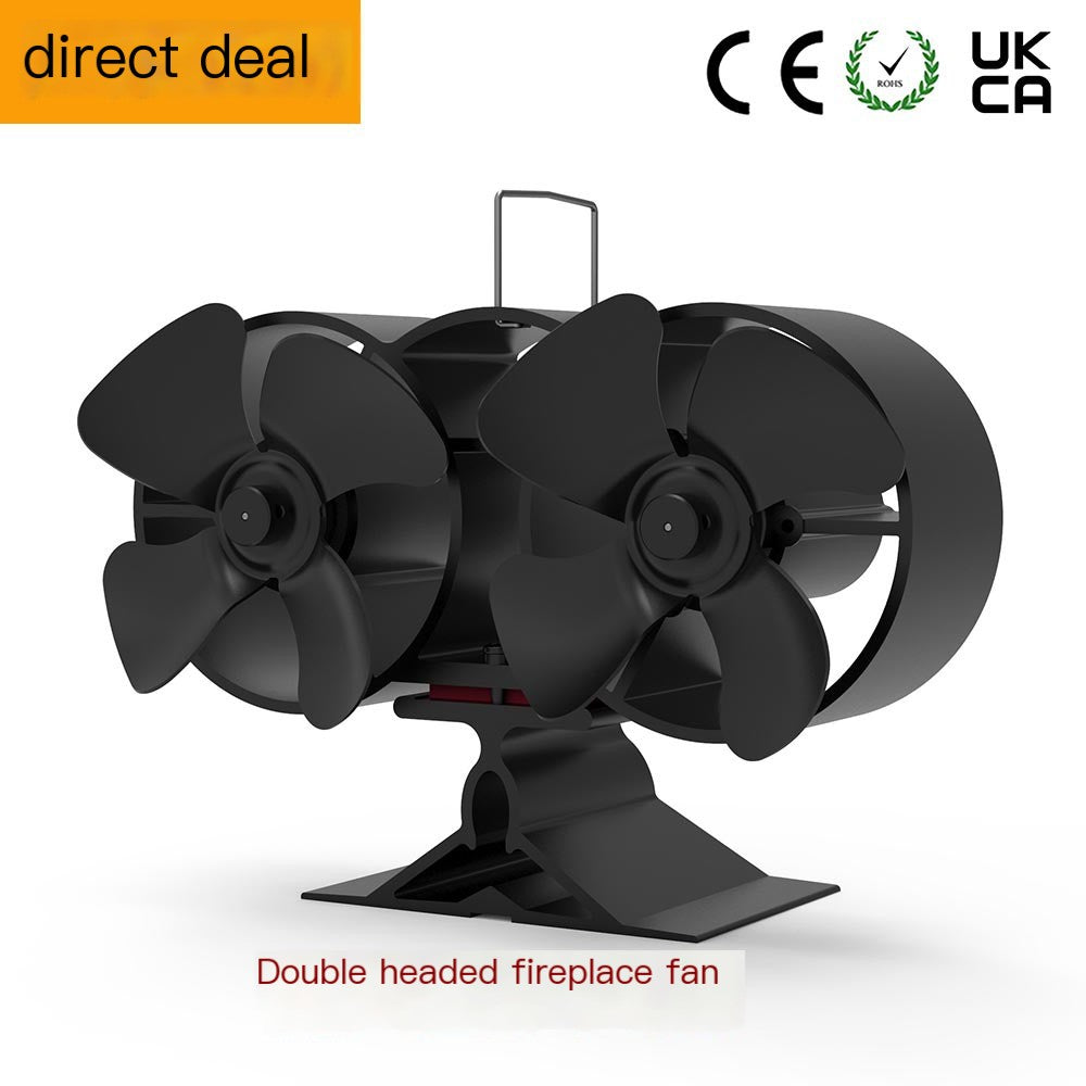 Dual-Head 8-Blade Silent Eco-Friendly Fireplace Fan