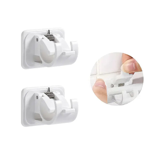 Adhesive Telescopic Rod Clip Holder for Curtains