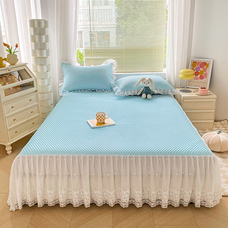 Solid Color 3D Ice Silk Bedding Set for Summer (3 Pieces)