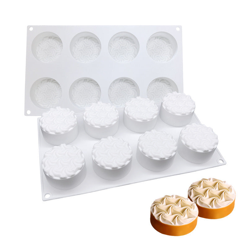 8-Cavity Spiral Silicone Mousse Cake Mold for Baking