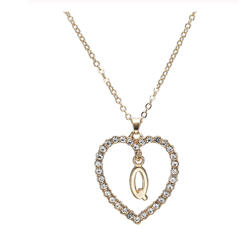 Crystal Heart Letter Necklace - product image 11
