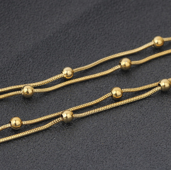 Gold Beaded Snake Chain