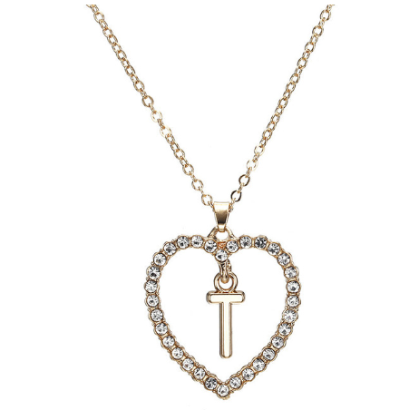 Crystal Heart Letter Necklace - product image 18