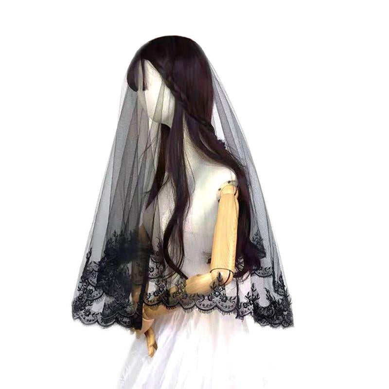 Vintage Black Bridal Veil Headpiece for Weddings