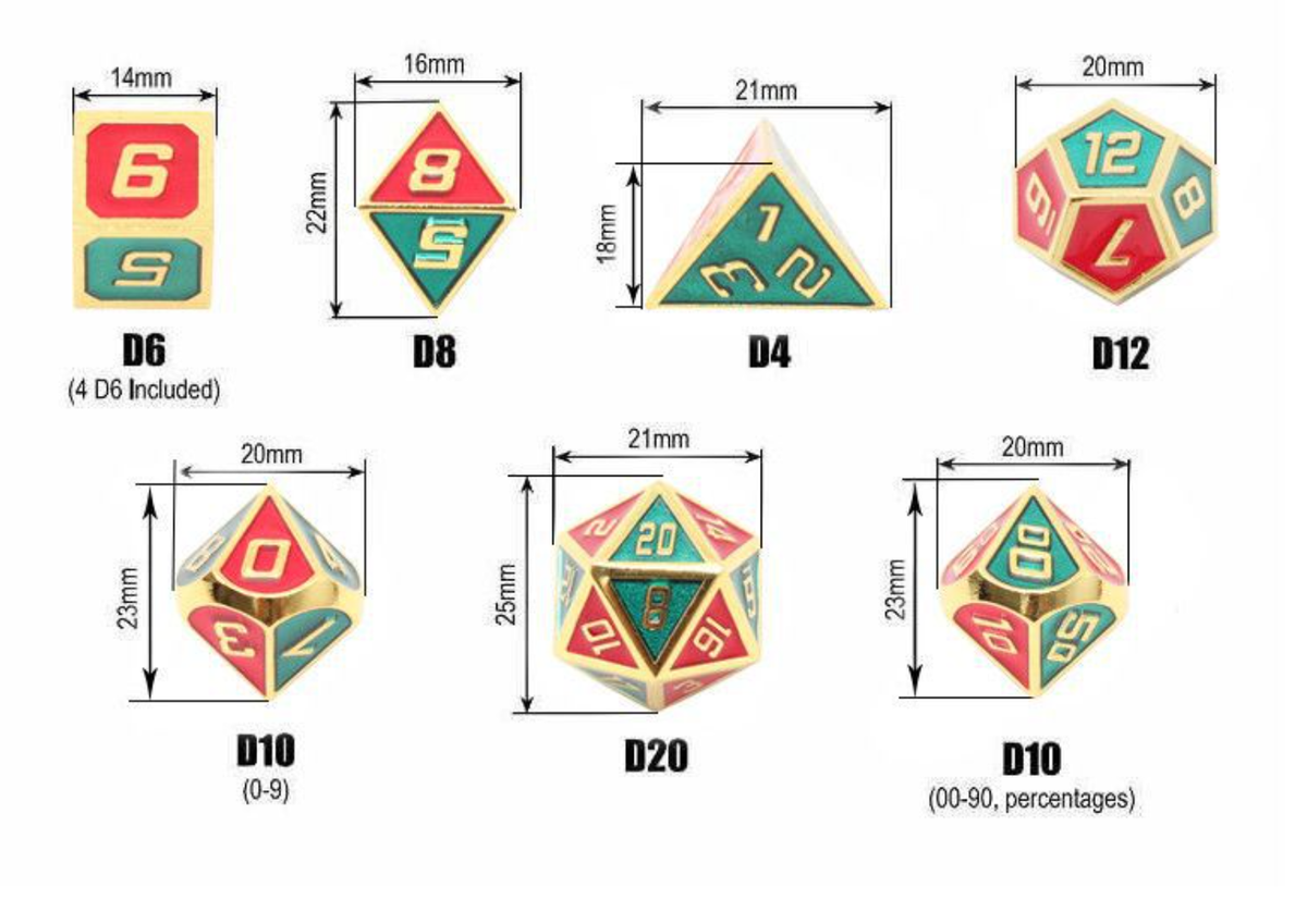 7-Piece Metal RPG Dice Set with Bag - product image 2