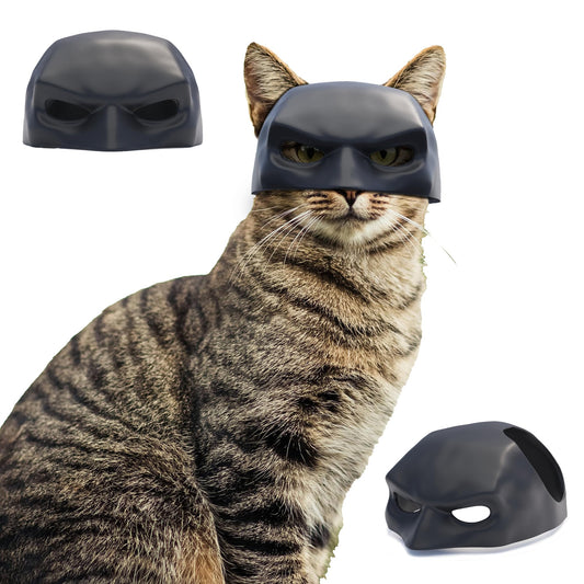 BIANCO Handmade BatCat Mask Cosplay Bat Style Cat Mask Pet Costume Accessory Fun and Adorable Superhero Cosplay Mask for Cats Black CatBat Cosplay Halloween Mask Hat for Cats Cat Apparel (Medium)
