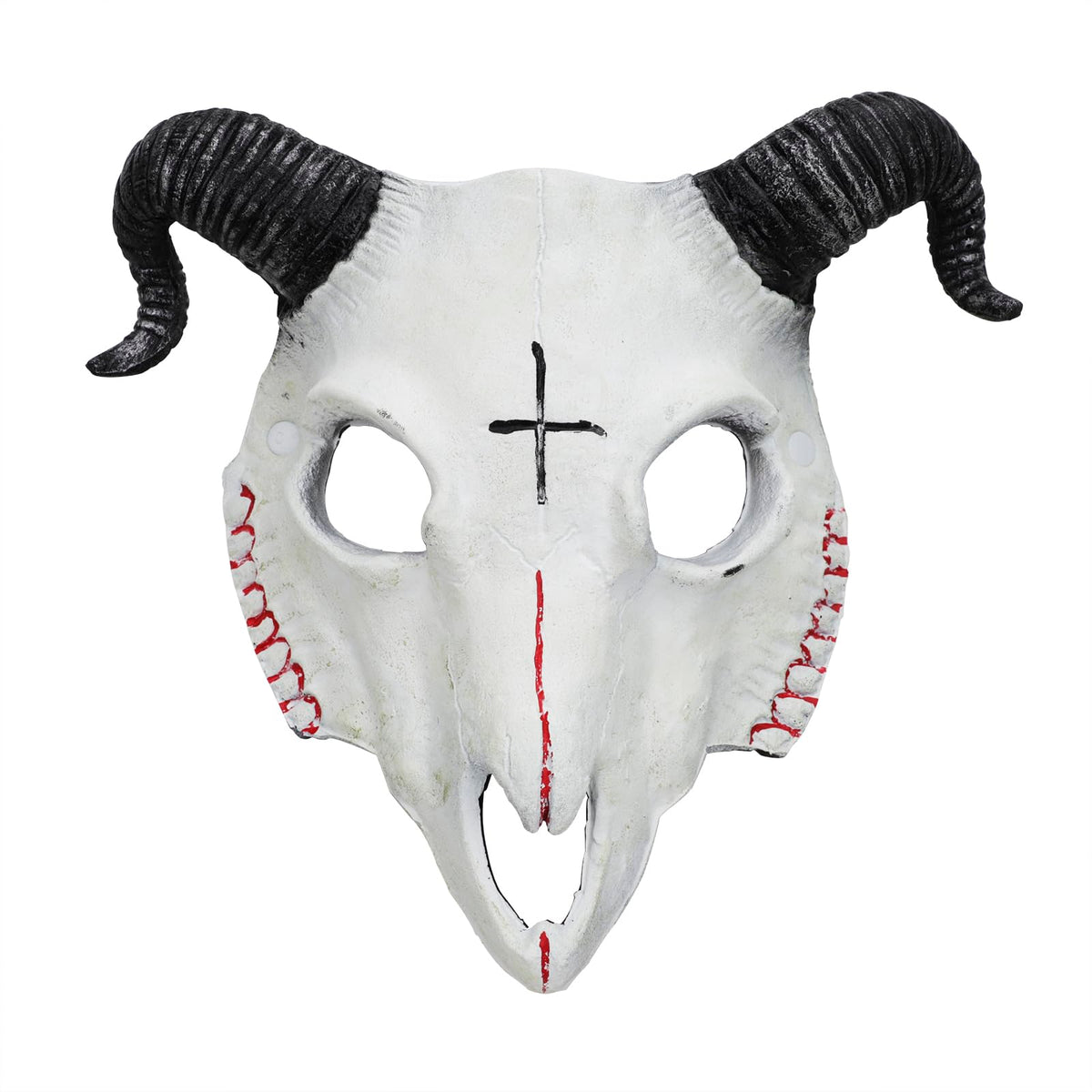 White Goat Head Skull Mask Ram Horns Animal Skull Costume Mask Horror Demon Devil Evil Mask Cosplay Halloween Mardi Gras Full Face Mask Creepy Party Decoration Prop