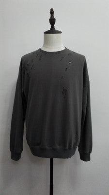 High Street Distressed Crew Neck Sweatshirt for Men