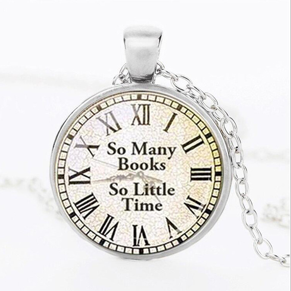 Vintage Clock Gem Pendant Necklace