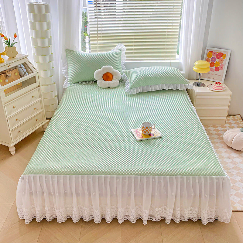 Solid Color 3D Ice Silk Bedding Set for Summer (3 Pieces)