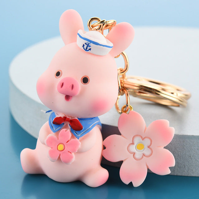 Pink Pig Flower Keychain - product image 2