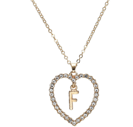 Crystal Heart Letter Necklace - product image 25
