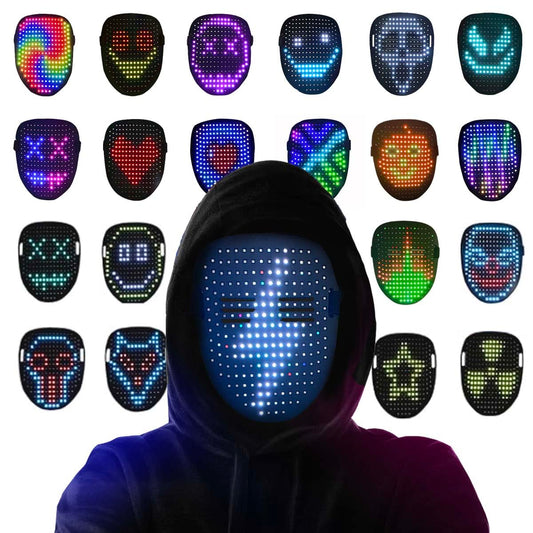 COKOTEE Led Mask Light up Mask with Gesture Sensing Face Transforming Mask for Halloween Festival Cosplay Costume Masquerade Parties gifts