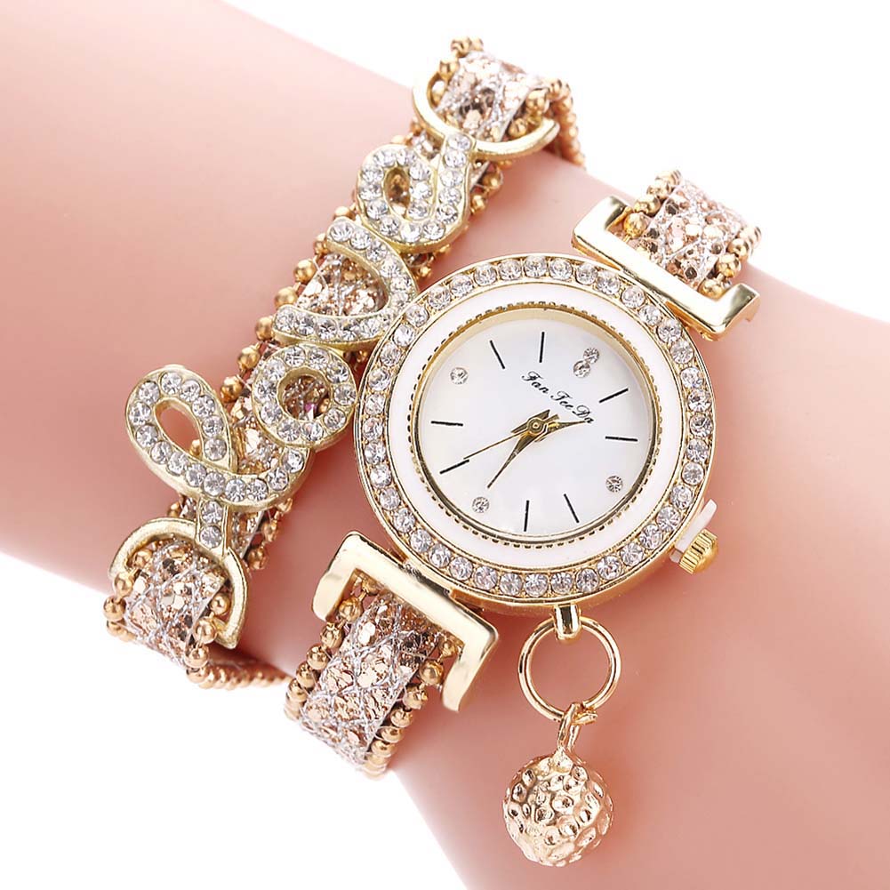 Diamond-Studded Snake Skin Women's Watch with Bracelet