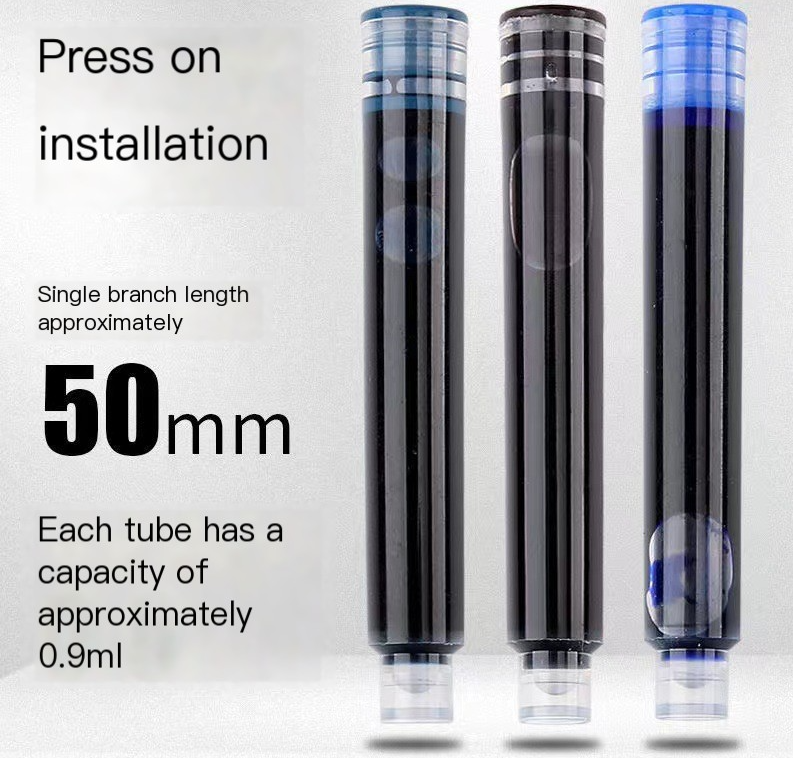 Fountain Pen Ink Cartridges in Blue, Black, Red (3.4)