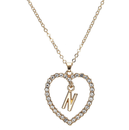 Crystal Heart Letter Necklace - product image 9