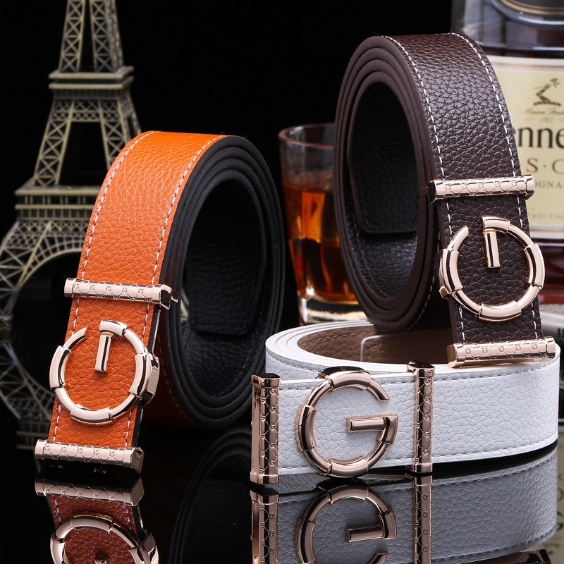 Smooth Buckle Casual Men's Belt - Microfiber, Unisex