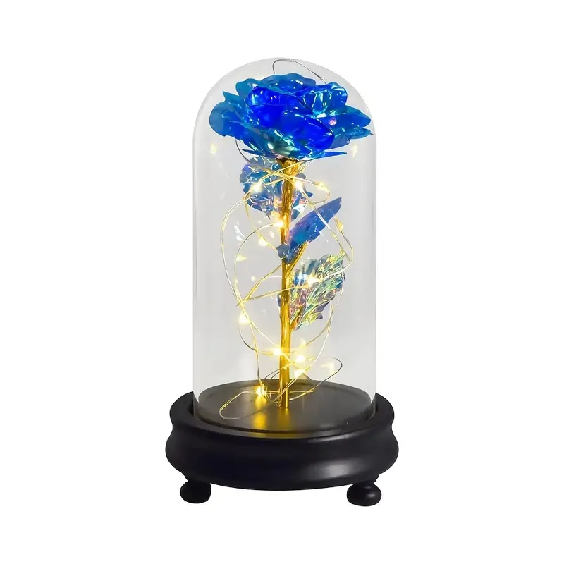 Light Up Rose in Glass Dome - 1pc Artificial Flower