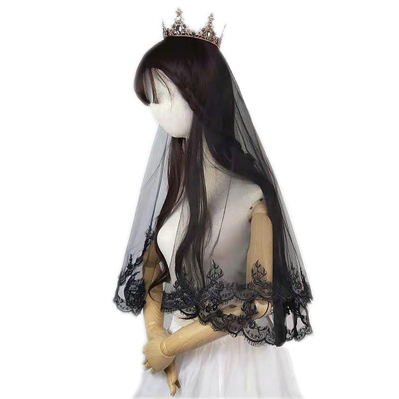 Vintage Black Bridal Veil Headpiece for Weddings