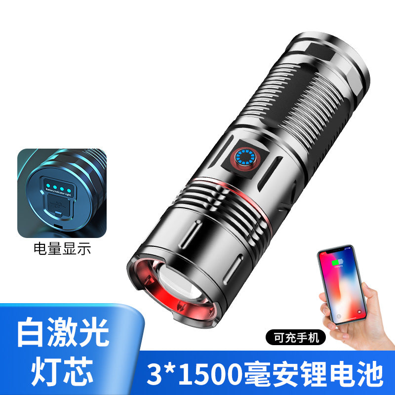 High-Power Rechargeable Flashlight with Zoom Function