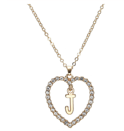 Crystal Heart Letter Necklace - product image 23