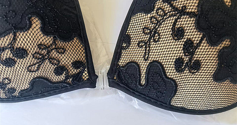 Thicker Embroidered Lace Invisible Bra with Silicone Cups