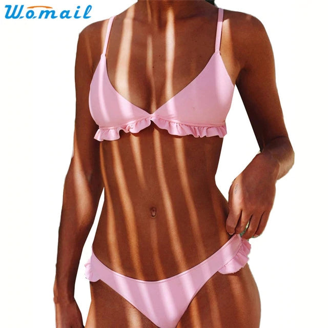 Women's Ruffled Pink Bikini Set - product image 3