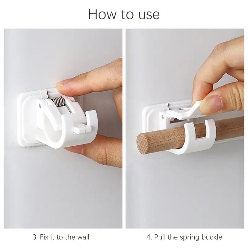 Adhesive Telescopic Rod Clip Holder for Curtains