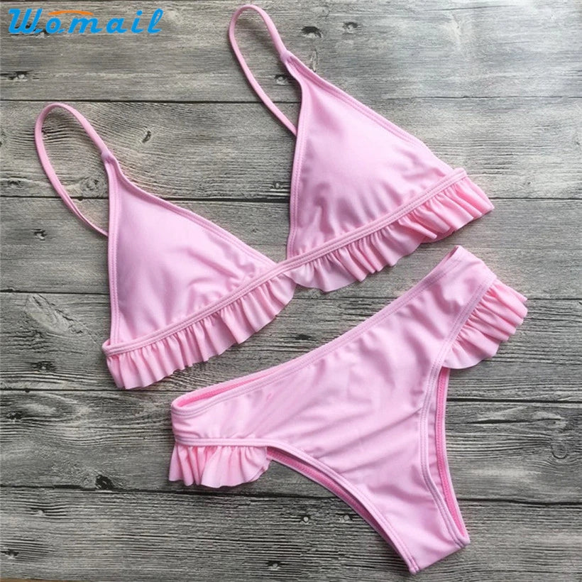 Women's Ruffled Pink Bikini Set - product image 4