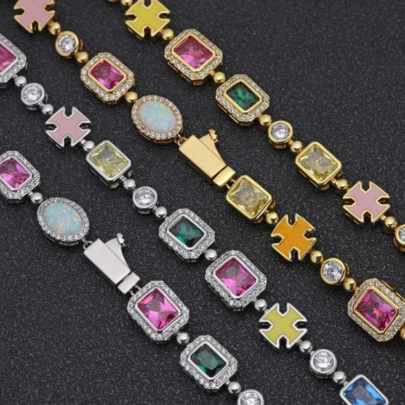 Gold-Plated Hip-Hop Gemstone Necklace - product image 7