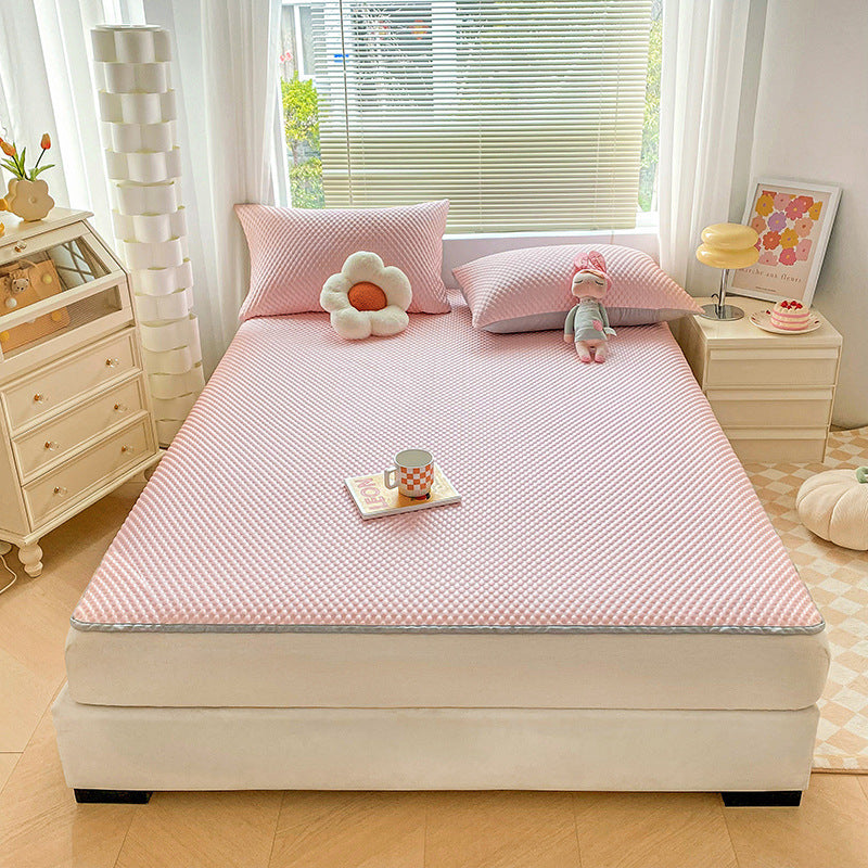 Solid Color 3D Ice Silk Bedding Set for Summer (3 Pieces)